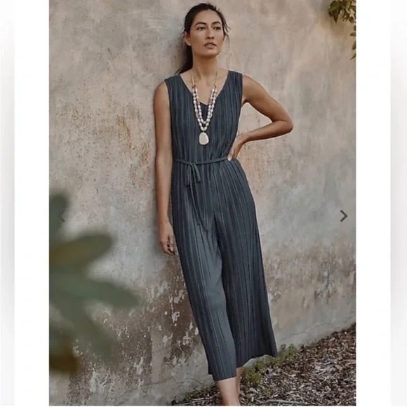 J. Jill Pants - J. Jill Pure Jill Pleated Knit Jumpsuit Sleeveless Size XL Charcoal Grey